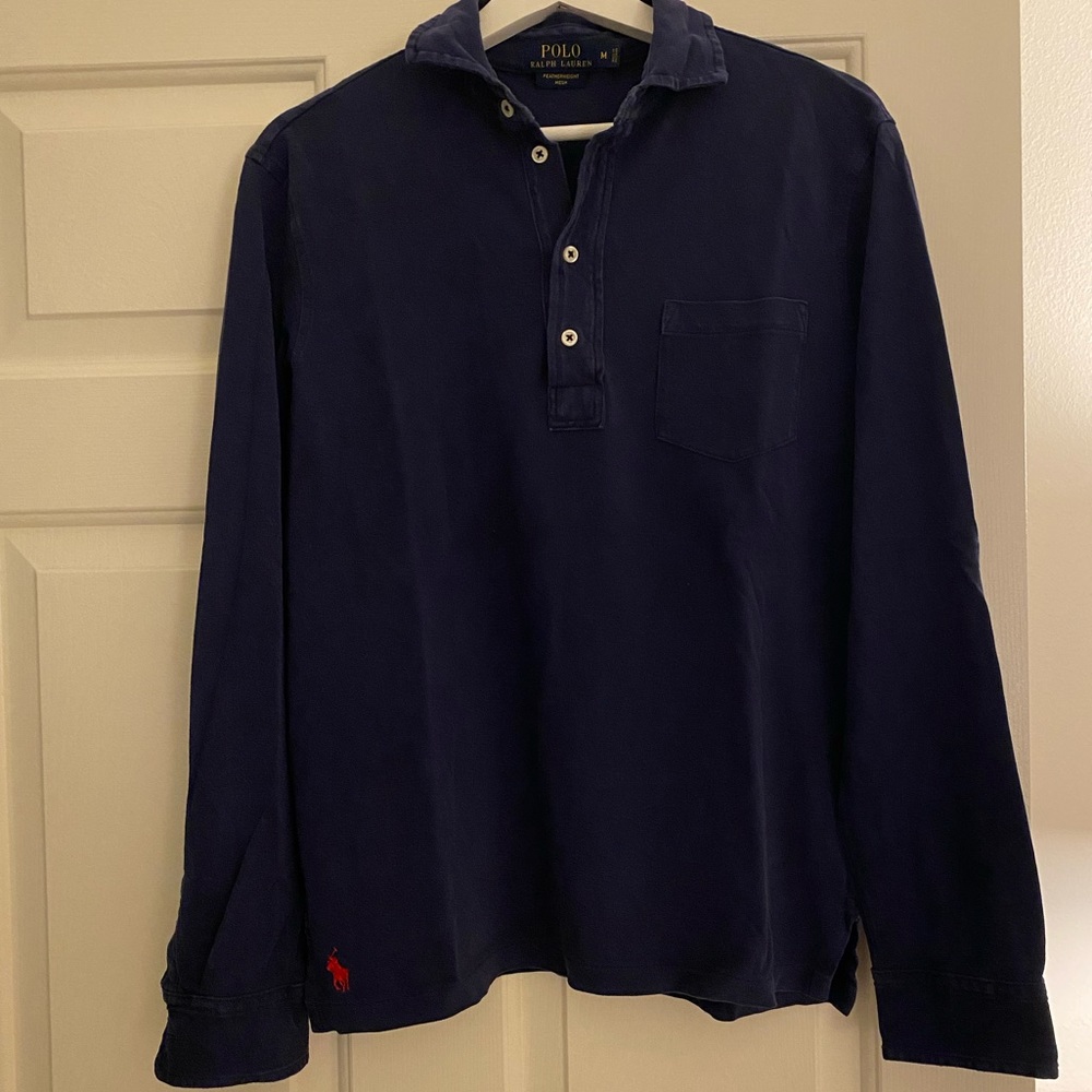 Light mesh long sleeve polo